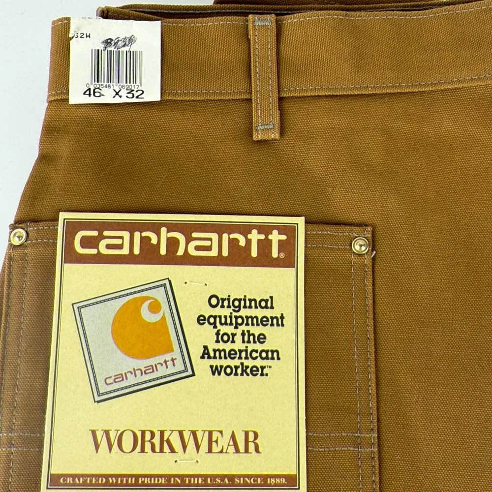 Carhartt 62W Double Front Work Dungaree Brown Duck Pants 46x32‎ USA NWT NOS